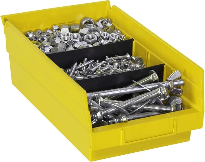 Akro-Mils 30130 Heavy Duty Plastic Shelf Bins, 12"x 6.5"x 4", Yellow, 12-Pk | Heavy Duty Nesting Storage Bins for Garage, Closet, Refrigerator, Kitchen, Cabinet, Drawer Organization, Pantry Organization