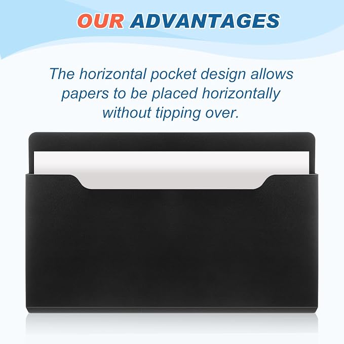 6 Pcs Magnetic Wall File Organizer Magnetic Wall File Holder Refrigerator Magazine Holder for Mail Letters Paper(Black,Horizontal-large)