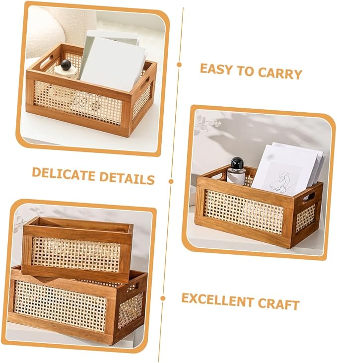 Handmade Woven Storage Basket Capacity Decorative Box for Organizing Sundries for Kitchen Living Office and More