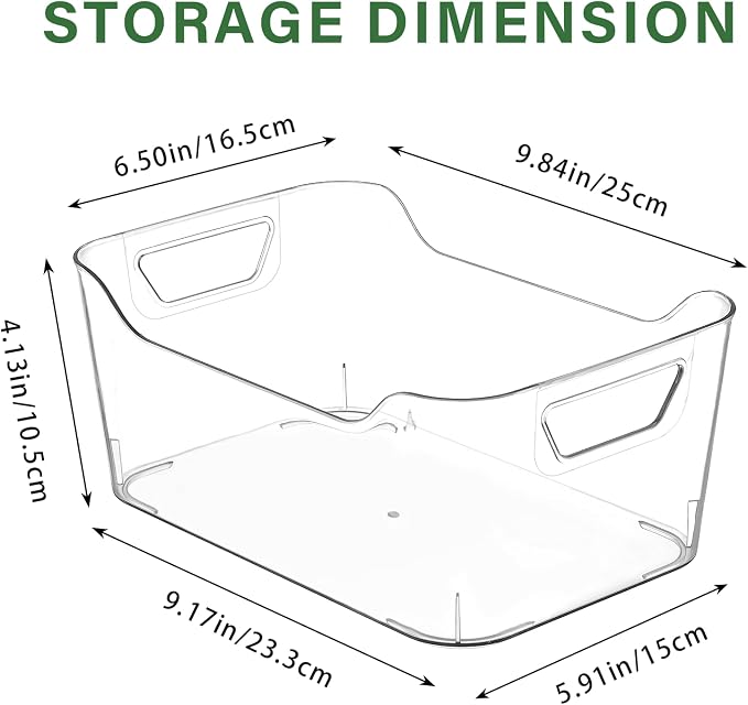 12 Pack Clear Plastic Storage Bins, Pantry Organizers and Storage, Clear Pantry Organizer Bins, Plastic Containers with Handle for Kitchen,Freezer,Cabinet,Closet,Bathroom Under Sink Storage