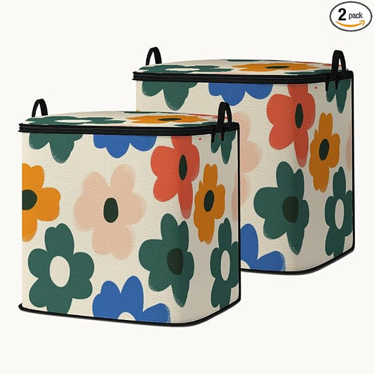 2pcs blanket storage bag for under bed,closet organizers 95L | clothing sweater sheet bedding comforter duvet quilt pillow toy storage bags with lids,dorm room essentials for containers