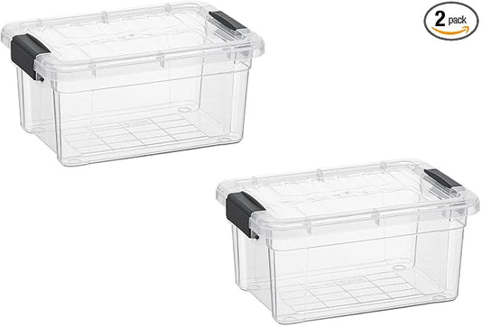 Superio Mini Storage Container Plastic Crayon Box Art Supplies and Sewing Case Stackable Clear Small Organizer for Beads, Stationery, Chalk, and Food, 1.05 Quart, 2 Pack
