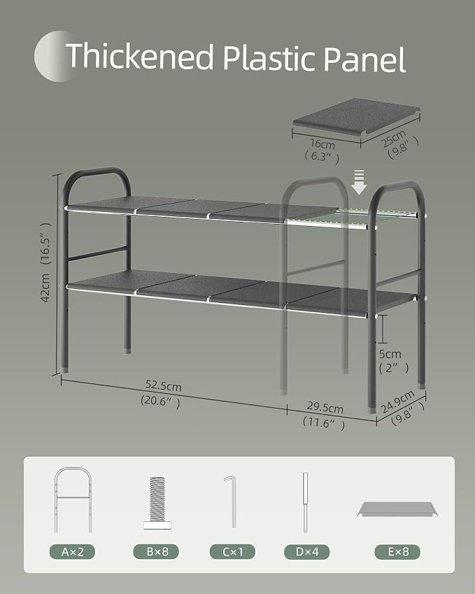 Under Sink Organizers and Storage,Expandable under cabinet organizer Shelf | 2 tier expandable shelf for kitchen,bathroom,shoe rack,8 Removable ABS Panels,Adjustable partition height,20.6-32.2" W,2 Pcs