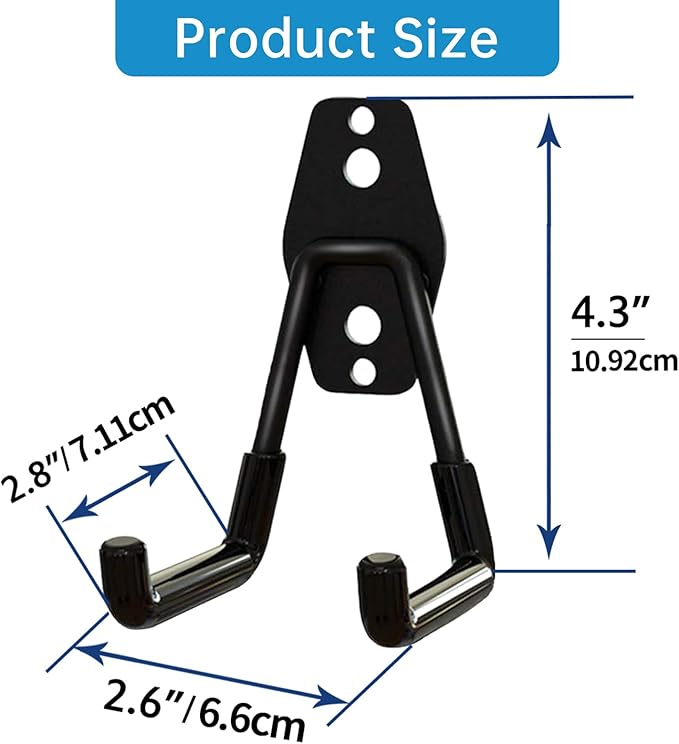 GeeWatom Garage Storage Utility Hooks，Garage Garden Tool Organizer，Steel Wall Mount Hooks, Garden Small U Hooks (4 Pack-Black)