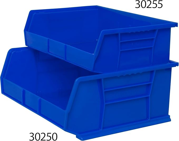 Akro-Mils 30250 AkroBins Plastic Storage Bins, 15"x16"x7", Blue, 6-Pack | Space-Saving Stackable Bins for Garage, Pantry, Craft Organization