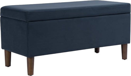 HomePop Malmo 36" Storage Bench - Blue Velvet