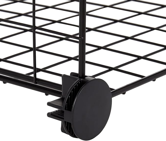 Amazon Basics 4 Cube Wire Grid Storage Organizer, Closet Organizer and Shelves, Stackable, Space-Saving, Easy to Assemble, 14"x14"x14", Black