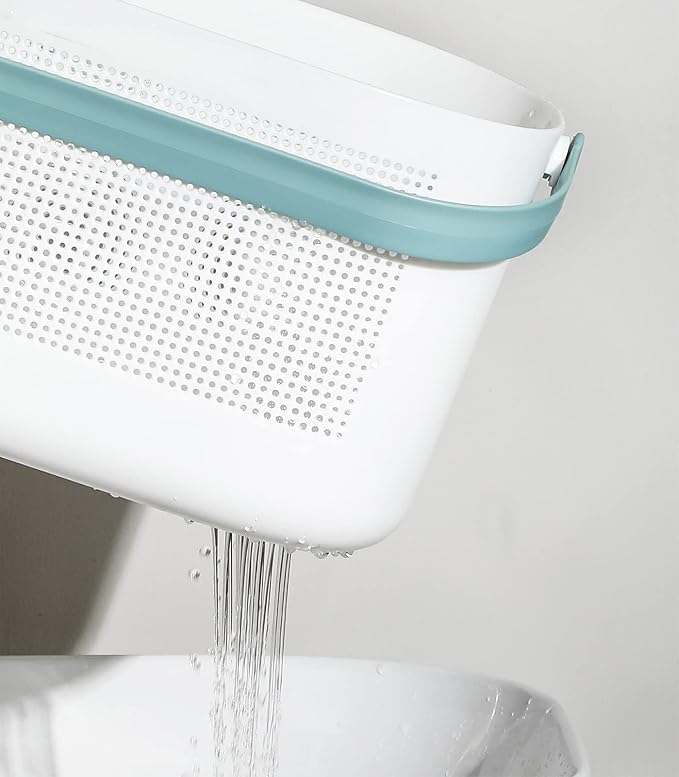 Plastic Portable Shower Caddy Basket, Storage Organizer with Handle, Green | Bottom Drain Holes, Keep Dry, Sturdy and Durable, Easy to Carry for Bathroom, Kitchen, Dorm Room, RV, College