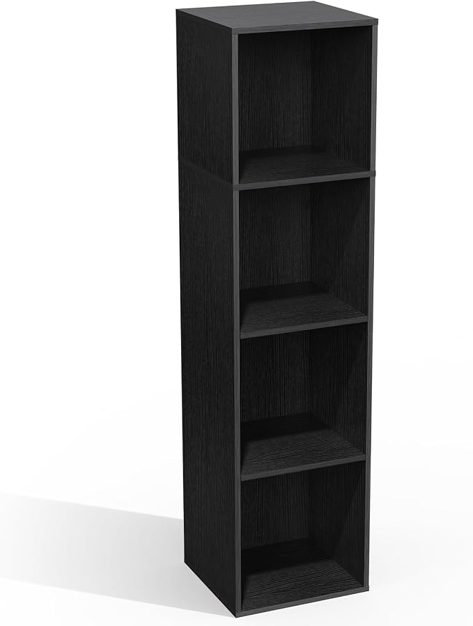 4 Cube Storage Organizer, 4 Tier Cube Low Bookcase Freestanding Storage Display Organizer, Four-Cubes Open Shelf Bookshelf for Home Office (Black, 4-Cube)