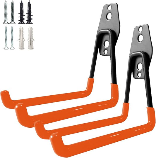 GeeWatom Garage Storage Utility Hooks，Garage Garden Tool Organizer，Steel Wall Mount Hooks, Large Garden U Hooks （2 Pack）