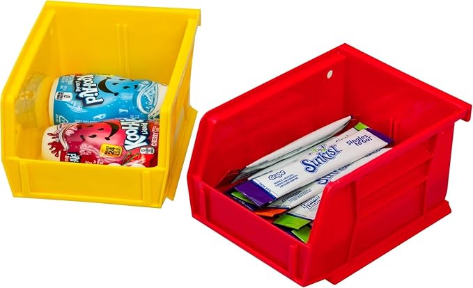 Akro-Mils 30210 AkroBins Plastic Storage Bins, Space-Saving Stackable Bins for Garage, Pantry, Craft Organization, 5" x 4" x 3", Yellow, 6-Pack