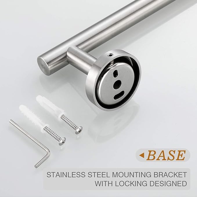 USHOWER 2-Pack Brushed Nickel Towel Bar, 24-Inch Towel Racks for Bathroom | Thicken SUS304 Stainless Steel Towel Rod, Towel Holder Wall-Mounted, Modern Home Decor (Total Length 26-Inch)