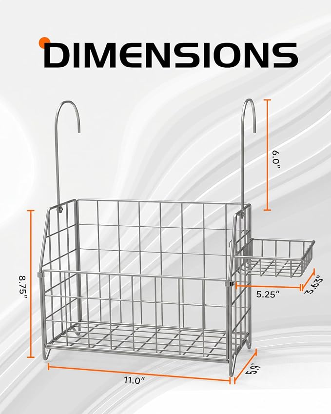 Large Rustproof Shower Caddy Hanging, 304 Stainless Steel Hanging Shower Organizer Basket for Bathroom & Bathtub, Over the Rod Shower Rack for Shampoo, Conditioner, Soap & Bath Accessories(Silver)