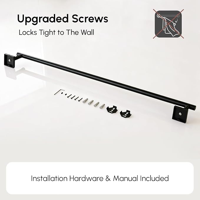 Matte Black Bath Towel Bar, 30 Inch Towel Racks for Bathroom | Thicken 304 Stainless Steel Towel Holder with Square Base, Towel Rod Wall Mounted, Modern Home Decor (Total Length 32 Inch)