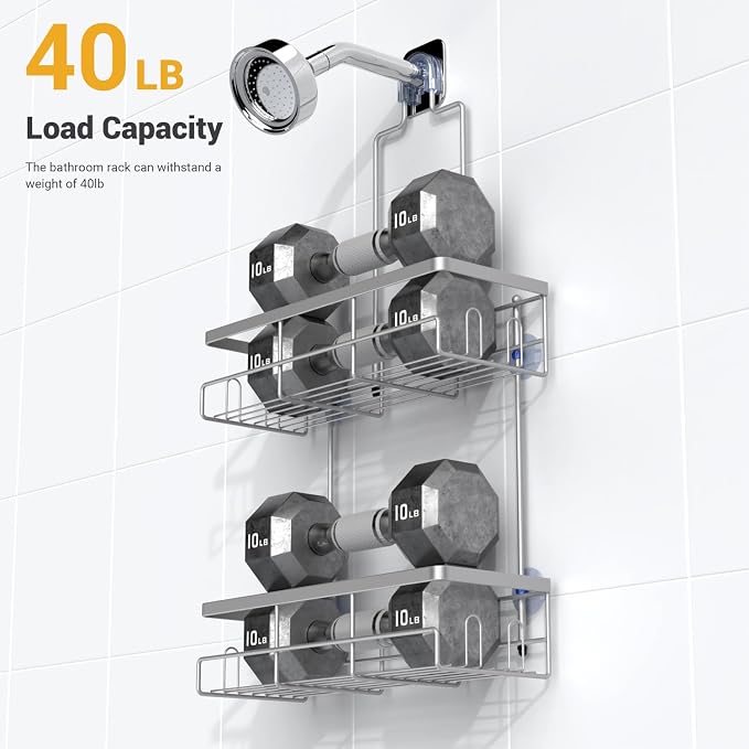 AKTECKE Shower Caddy Hanging Bathroom Organizer: Rustproof Shelf for Inside Shower - No Drilling Racks Over Showerhead - Bath Shelves for Shampoo Soap