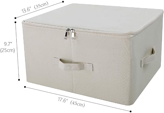 3-Pack Collapsible & Stackable Rigid Storage Organizer Bins for Clothes | 17.6×13.6×9.7",cabinets, shelves, attics, atop closets organizer,fold easily,Durable & Breathable Material,strength longevity