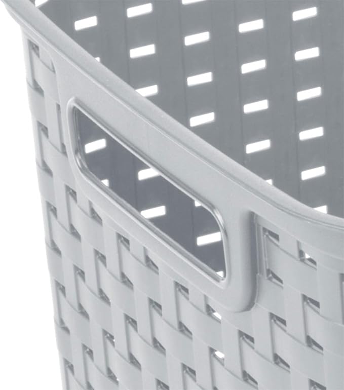 Sterilite Tall Weave Basket, Rectangular Plastic Décor Bin, Gray, 6 Pack | Multi-Purpose and Decorative Organizer for Clothes, Shelves, Closets, Pantries, Living Rooms or Offices