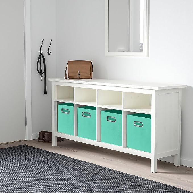 ShellKingdom Storage Bins, Foldable Fabric Storage Cubes with Metal Handle | Cloth Storage Organizer Drawer For Closet And Toys, 11 X 10.5 X 10.5 INCH, 2 Pack (Mint Green)