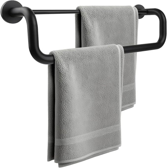 Double Towel Bar,Double Towel Rack for Bathroom,16 Inch Matte Black Towel Holder,Towel Rack for Bathroom Wall Mounted,SUS304 Stainless Steel Easy to Install
