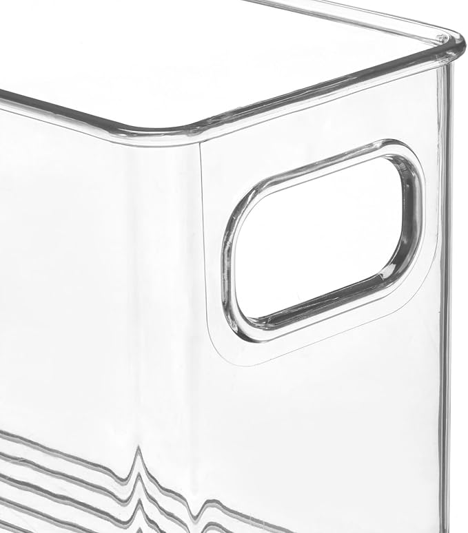 mDesign Plastic Kitchen Organizer - Storage Holder Bin with Handles for Pantry, Cupboard, Cabinet, Fridge/Freezer, Shelves, and Counter - Holds Canned Food, Snacks - 2 Pack - Clear