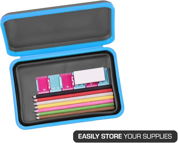 It's Academic Flexi Storage Box with Lid, Collapsible Pencil Case Design for Craft and School Supplies, Blue/Black