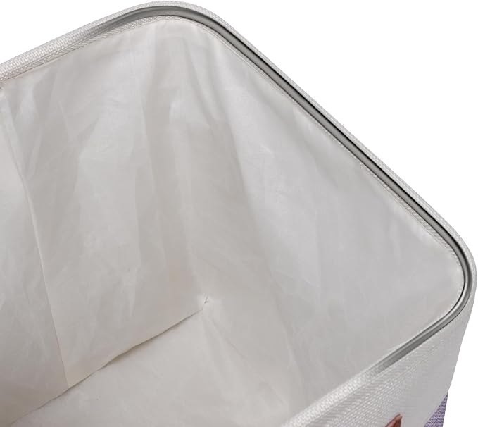 Univivi Cube Storage Bins,Fabric Storage Basket,13 inch,Purple,4 Pack | Large Capacity,Metal Frame,Hard Cardboard Bottom,Foldable,Linen Closet Baskets with PU Handles