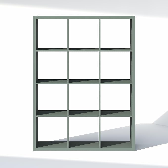 Furinno Cubic Extra Thick 12-Cube Closet Organizers and Storage, Sage Green | 14.6 x 44 x 58 in, Open Shelf Closet Storage, Closet Organizer, for Wardrobe, Bedroom, Living Room