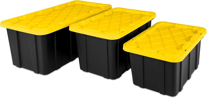 Sterilite 16-Pack Industrial Tote, Plastic Storage Container Bins with Lids, 38 Gallon - Heavy-Duty Organizing Containers for Closet, Bathroom, and Office