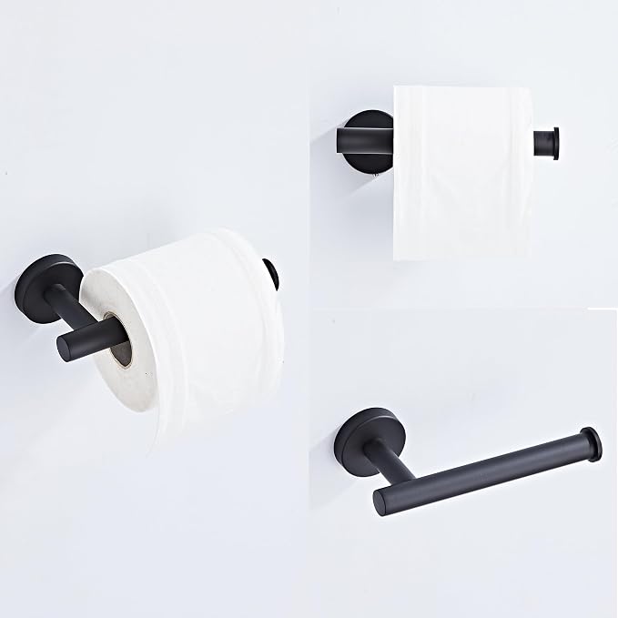 Matte Black Bathroom Hardware Set 5 Piece with Towel Racks for Bathroom, SUS304 Stainless Steel Bath Towel Bar Set, 24 Inch Wall Mounted Accessories Kit…