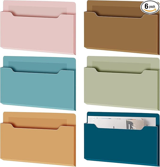 6 Pcs Magnetic Wall File Organizer Magnetic Wall File Holder Refrigerator Magazine Holder for Mail Letters Paper(Mocha Mousse Color,Horizontal-large)