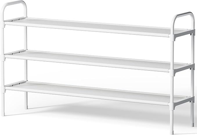 Kitsure Extra-Long Shoe Rack for Closet, 39.0" Wide - 3 Tier, White | Shoe Organizer for Front Door Entrance, Stackable Shoe Shelf, Closet Organizers and Storage