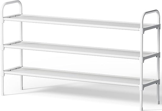 Kitsure Extra-Long Shoe Rack for Closet, 39.0" Wide - 3 Tier, White | Shoe Organizer for Front Door Entrance, Stackable Shoe Shelf, Closet Organizers and Storage