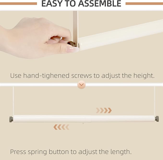 STORAGE MANIAC Adjustable Closet Rod for Hanging Clothes, 1 Pack White | Expandable 17.9"-29.7" Heavy-Duty Metal Closet Hanging Rod with 9 Height Adjustments, Space-Saving Double Closet Organizer