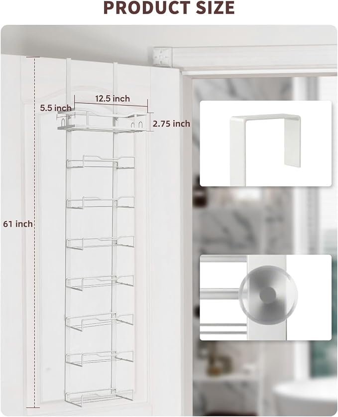 Aetyord Hanging Towel Racks for Bathroom Storage | 6-Tier Over The Door Bath Towel Storage Organizer with Metal Shelf Basket for Small Bathrooms RV Camper White