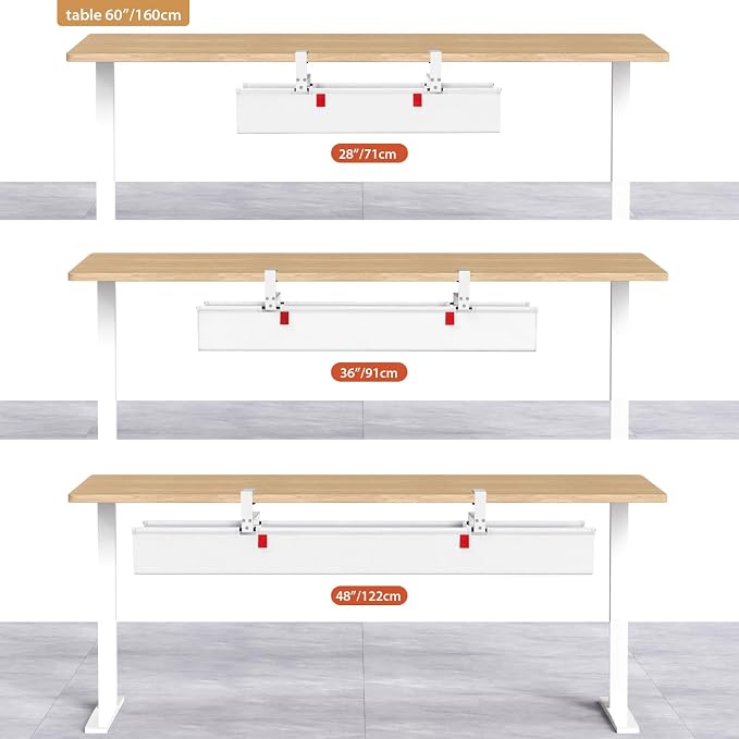 Univivi No Drill Under Desk Cable Management Tray, 28 inch Cable Management | Clamp/Screw Mount Cable Management Desk, Premium Fabric Cable Management Box, Various Sizes Wire Management for Office, Home