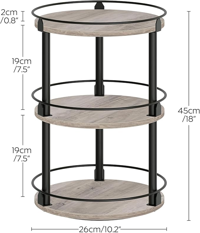 YATINEY 3-Tier Lazy Susan Organizer, Rotating Spice Rack, Spinning Organizer, Industrial Turntable Spice Rack Organizer for Cabinet, Kitchen Countertop, Greige and Black SR23BG