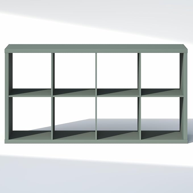 Furinno Cubic Extra Thick 8-Cube Closet Organizers and Storage, Sage Green | 14.6 x 30 x 58 in, Open Shelf Closet Storage, Closet Organizer, for Wardrobe, Bedroom, Living Room