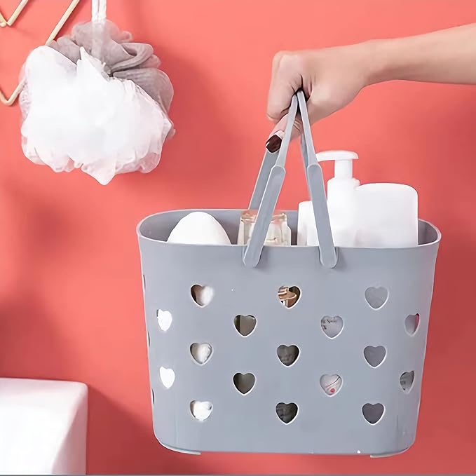 Portable Shower Caddy with handle Plastic Shower Basket, 2 Pack, Grey | Bathroom Caddy Storage Tote Cleaning Supply Caddy for College Dorm, Kitchen, Pantry, Garage