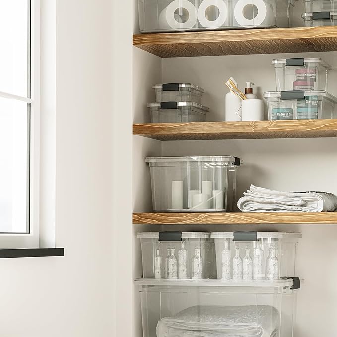 Superio Clear Storage Boxes with Lids, 1.27 Quart Plastic Container Bins for Organizing, Stackable Crates, BPA Free, Non Toxic, Odor Free, Organizers for Home, Office and Dorm, 2 Pack