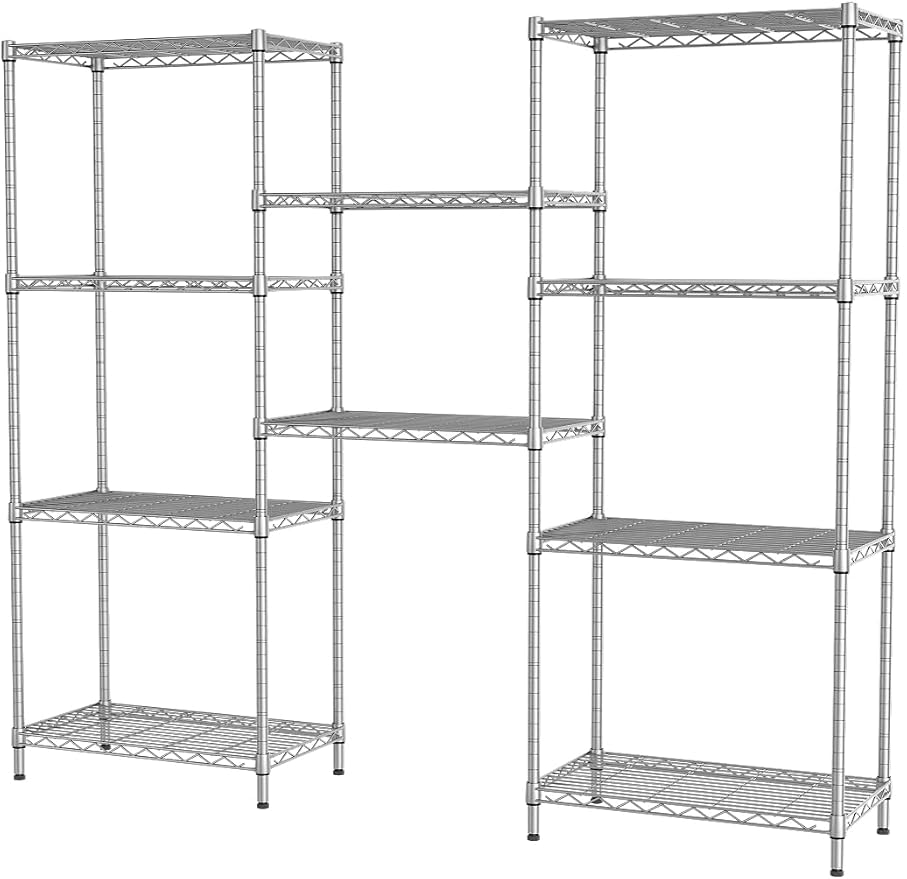 SINGAYE 5 Metal Shelves Wire Shelving Storage Shelf Adjustable Unit Pantry | 5 Tier Kitchen Laundry Room Organization Home Pantry Closet Bathroom Organizers Garage Rack 12" D x 22" W x 59" H Gray