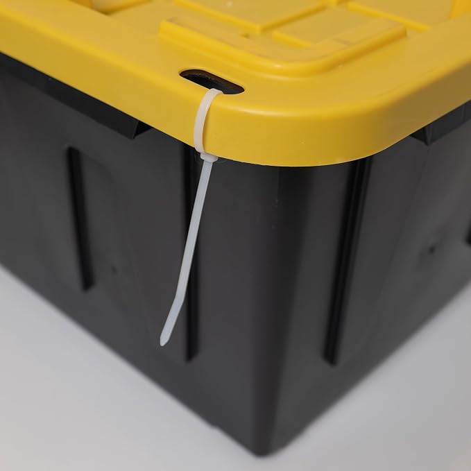 CX Heavy Duty 27-Gallon Stackable Plastic Storage Bins with Lids, 2 Pack | Storage totes for garage organization, Stackable containers, weather-resistant, snap lid, 14.3H x 20.6W x 30.6D, Black/Yellow