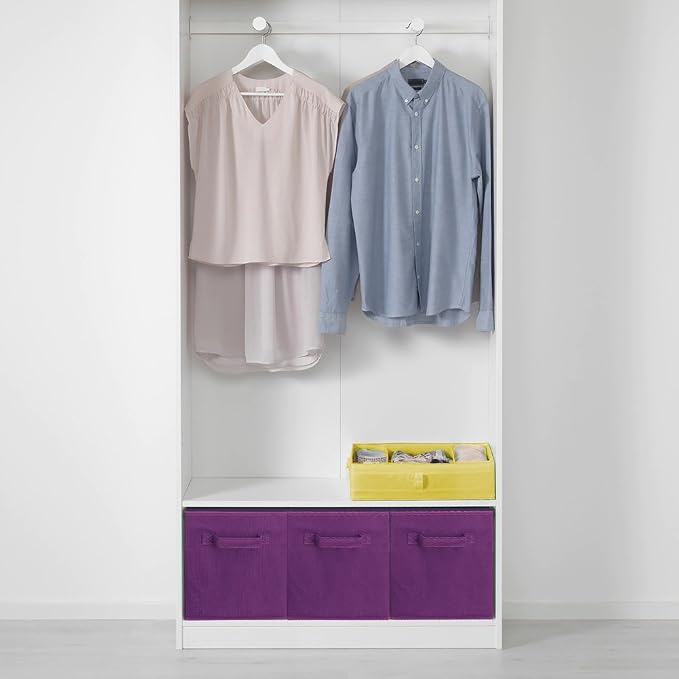 PowerKing Collapsible Storage Cubes, Farbic Storage Bins, DarkPurple, 6Pack | Sturdy, Lightweight, Easy Pull Handle, Closet & Shelf Organizer, Clothes and Toys Storage, 10.5'' x 11'' x 10.5''