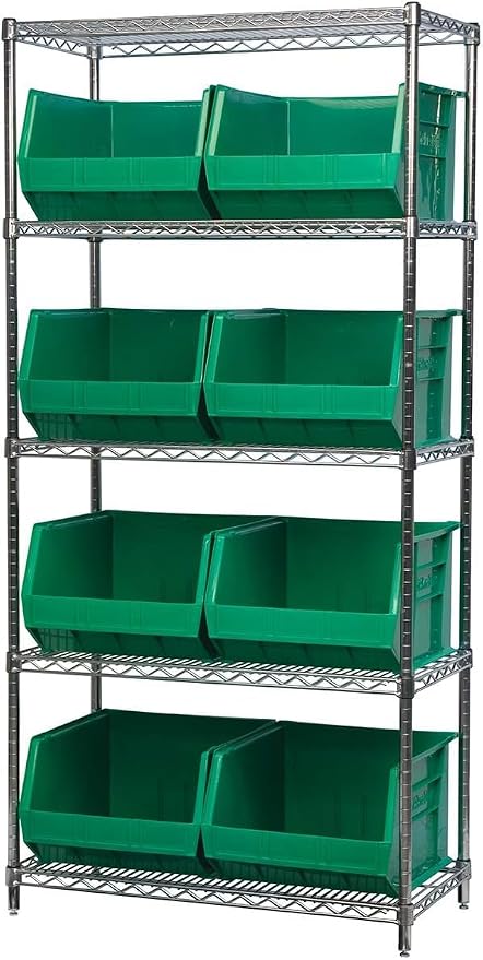 Akro-Mils 30270 AkroBins Plastic Storage Bins, 18"x16"x11", Green, 3-Pack | Space-Saving Stackable Bins for Garage, Pantry, Craft Organization
