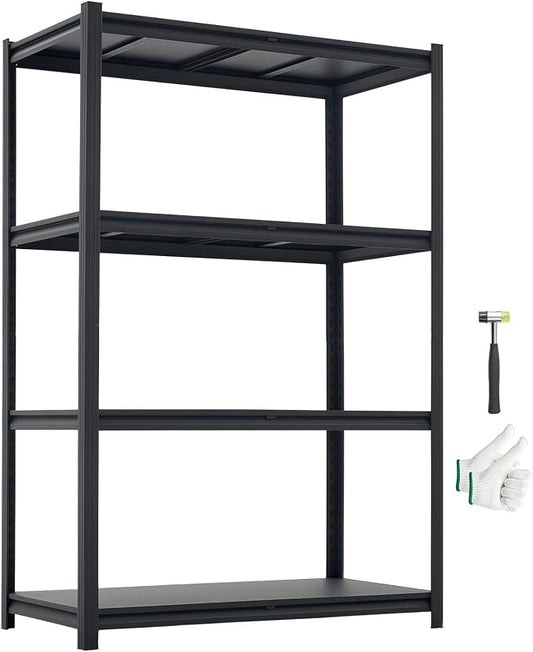 VEVOR Storage Shelves, 4-Tier Adjustable, 2400 lbs Capacity, Heavy Duty Garage Storage Shelving Unit, Metal Utility Rack Shelf, for Garage Workshop Warehouse Basement, 40.55" W x 20.55" D x 60.2" H