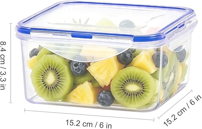 KIGI Food Storage Container, Medium, Set of 3 (5.2 Cup) | Leakproof & Airtight, Ideal for Lunch, Meal Prep, Leftover, Sandwich & Salad, 4-Sided Locking Lids, BPA-Free Plastic, 42 oz