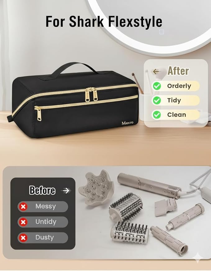 Mancro Hair Tools Travel Bag Compatible with Shark Flexstyle | Wide-open Hot Hair Tool Organizer with Separate Heat Resistant Mat, Hair Accessories Organizer for Straightener, Curling Iron