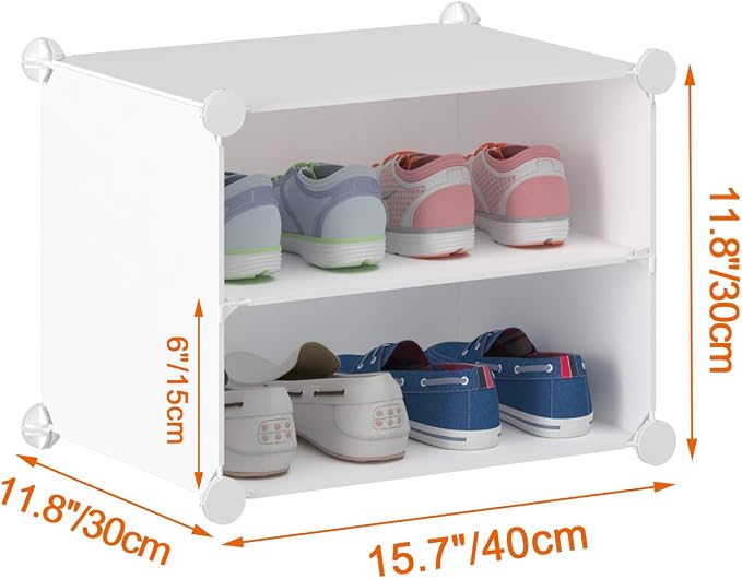 HOMIDEC Shoe Rack Organizer 48 Pair Modular Shoe Storage Cabinet for Closet | PP Plastic, Sturdy Steel Frame, Waterproof, Dustproof, Easy Clean, Shoe Shelves for Closet Garage Hallway Bedroom Entryway