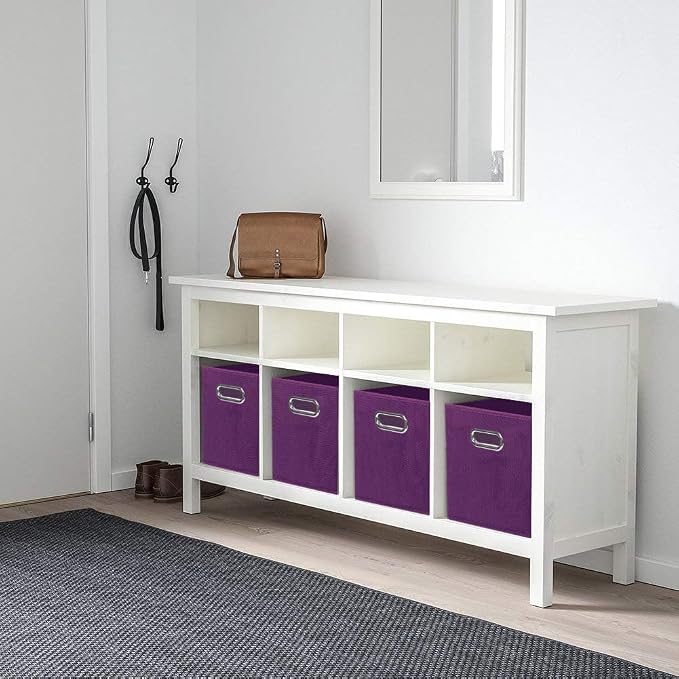 ShellKingdom Storage Bins, Foldable Fabric Storage Cubes with Metal Handle | Cloth Storage Organizer Drawer For Closet And Toys, 11 X 10.5 X 10.5 INCH, 2 Pack (Purple)
