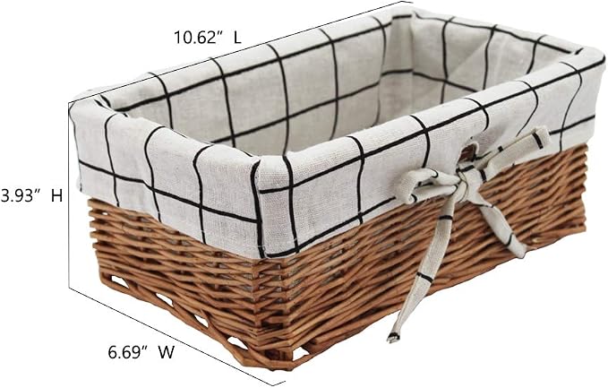 Wicker Storage Basket, Rectangular Storage Basket，Natural and Decorative, Arts and Crafts. (Natural)