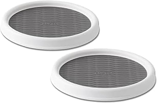 Copco Lazy Susan Turntable Organizer Set of 2, 9 Inch Rotating Cabinet and Pantry Storage, Nonslip Surface with Outer Rim, Wipe Clean